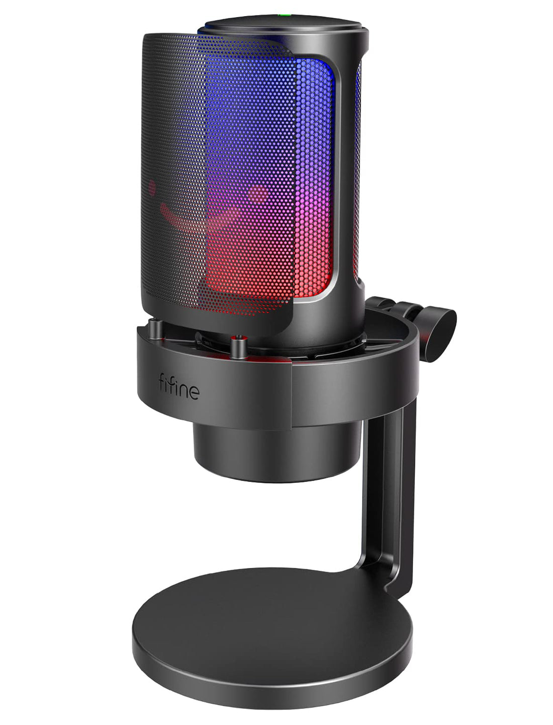 FIFINE USB Microphone, AmpliGame Gaming PC Desktop Capacitor, RGB Microphone, YouTube on Mac/Computer/PS4/PS5, Silent Button, Microphone Gain, Pop Filter, Shock Mount, Headphone Jack-A8