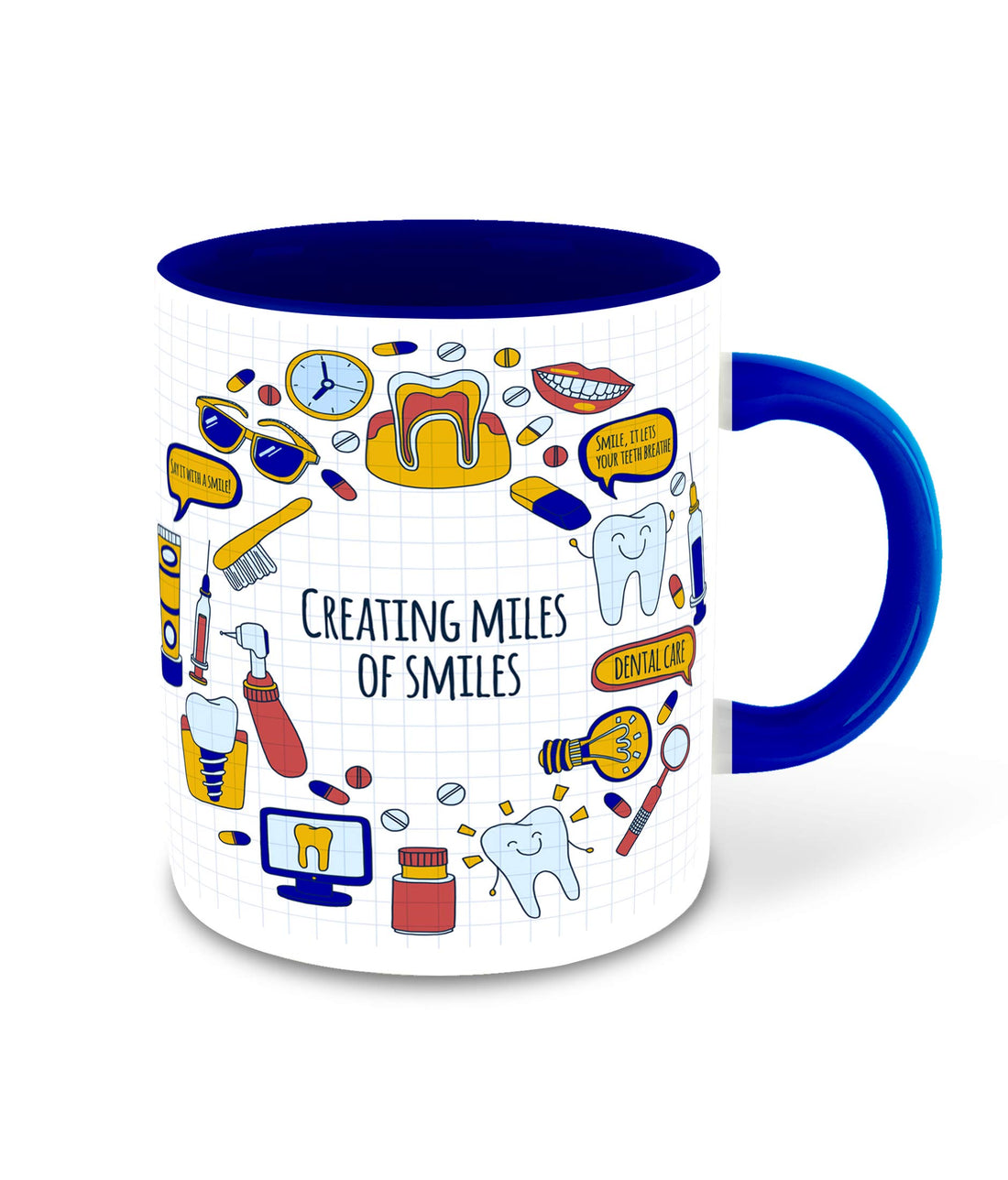 Whats Your Kick - Dentist Inspired Designer Printed Dark Blue Inner Color Ceramic Coffee |Tea | Milk Mug | Motivational| Wallpaper| Doctor| Quotes| Brush (Multi 12)