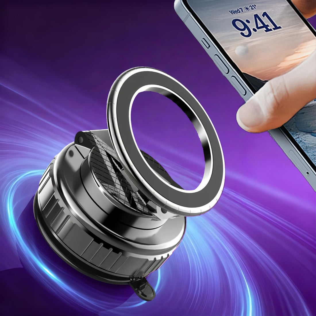 Magnetic Vacuum Car Phone Holder with Strong Suction Cup 360° Adjustable Foldable Phone Mount Portable Phone Holders for Your Car/Gym/Mirror Mount for iPhone & Android