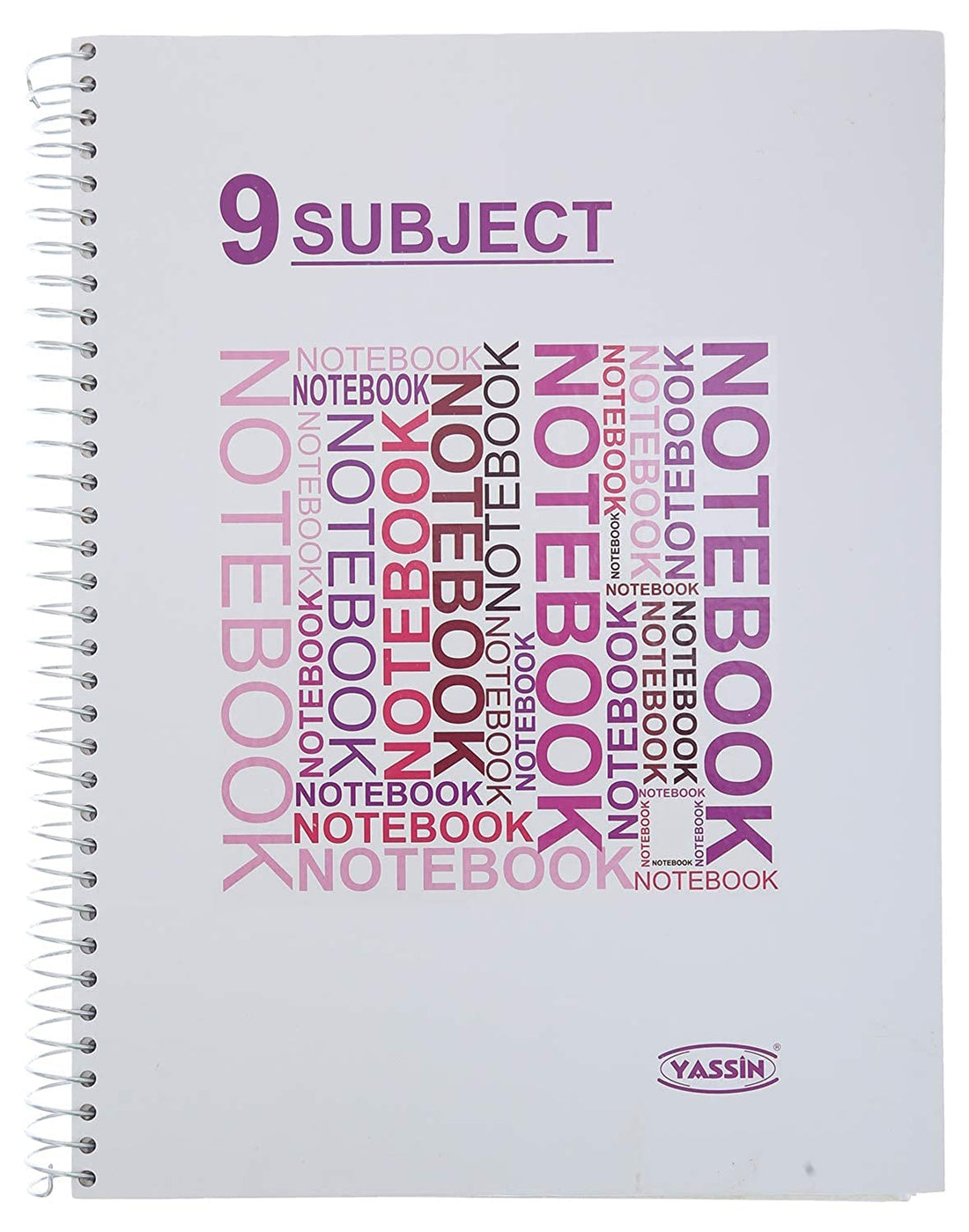 Yassin 0477 A4 Hardcover Spiral Notebook, 9 Subjects, 225 Sheets,Assorted Colors