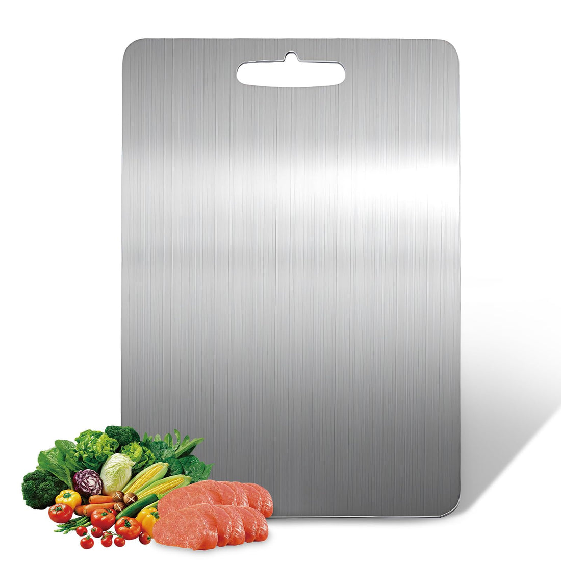 Stainless Steel Chopping Board, 304 Stainless Steel Cutting Board, Food-Grade Double Sided Cutting Boards for Kitchen, Meat, Fruit, Vegetables, Dishwasher Safe (14 x 9.8in)