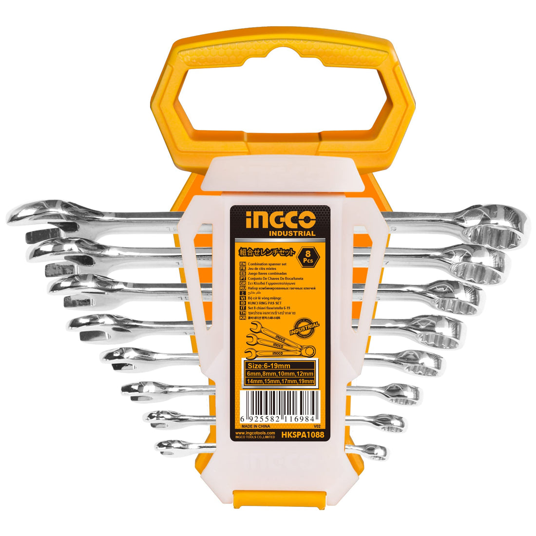 INGCO 8pcs Combination Spanner Set 6-19mm HKSPA1088