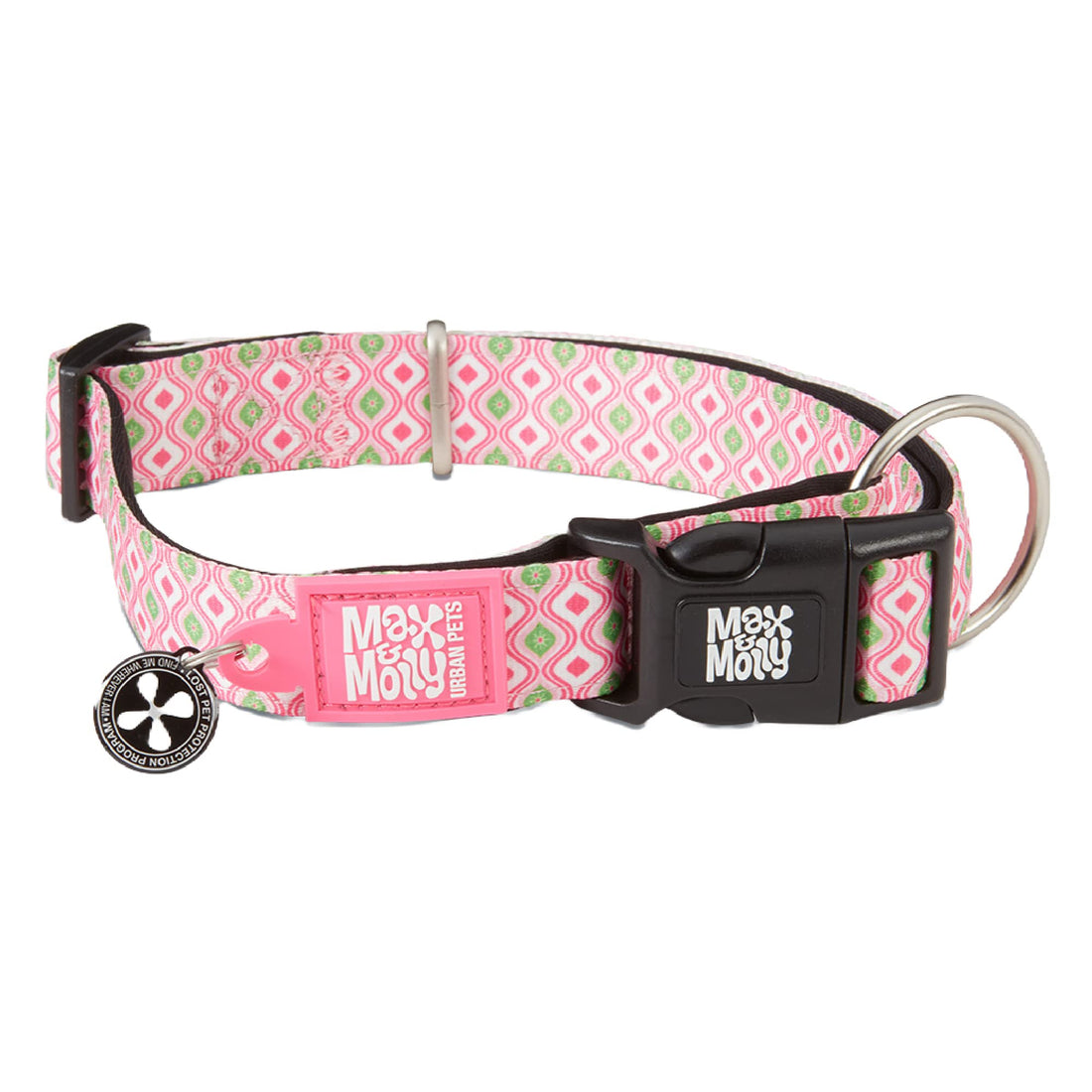 Max & Molly Urban Pets Smart ID Collar - Design Retro Pink/L SIZE