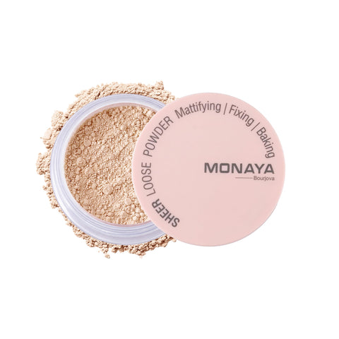 Monaya LP002 Sheer Loose Powder– Ultra-Lightweight Setting Powder, Natural Soft-Focus Finish, Oil Control, Vegan & Cruelty-Free (OSL-LP002-LP103)