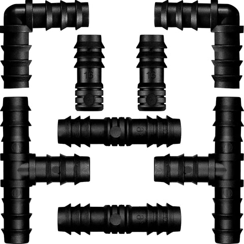 Maitys 8 Pieces 1/2 Inch Drip Irrigation Fittings Parts Soaker Hose Repair Kit Inline Barb Drip Irrigation Hose Connectors Plastic Tubing End Stop for Garden Lawn Sprinkler Systems(Mixed)