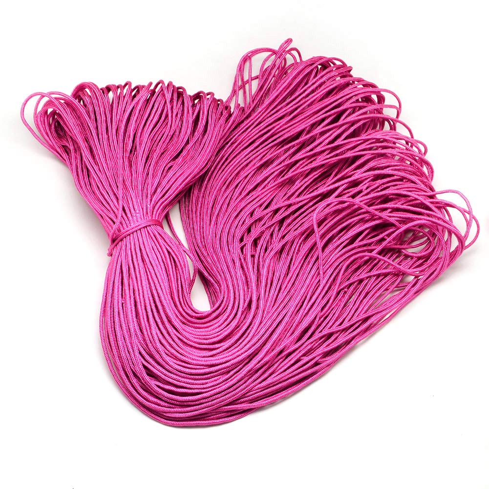 PH PandaHall 100m 2mm Parachute Rope Paracord Polyester Ropes Spandex Accessory Cord Rope Multipurpose for Bracelets Making (Camellia)