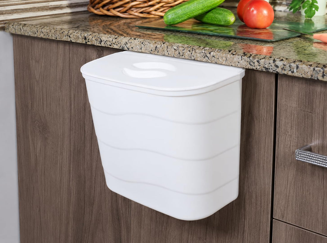 Kitchen Cabinet Hanging Trash Can - Practical Organizer Save Space and Easy to Use (Light White)