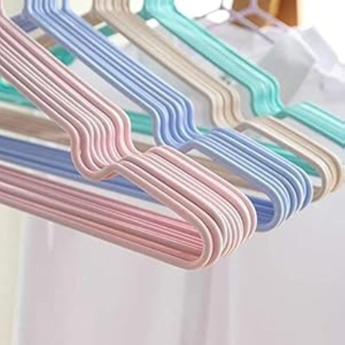 SHAMSHON Non Slip Clothes Hangers - Heavy Duty Coat Hangers for Off Shoulder Garments - Metal Laundry Hangers for Adults - Space Saving 40 Pcs in Random Colors