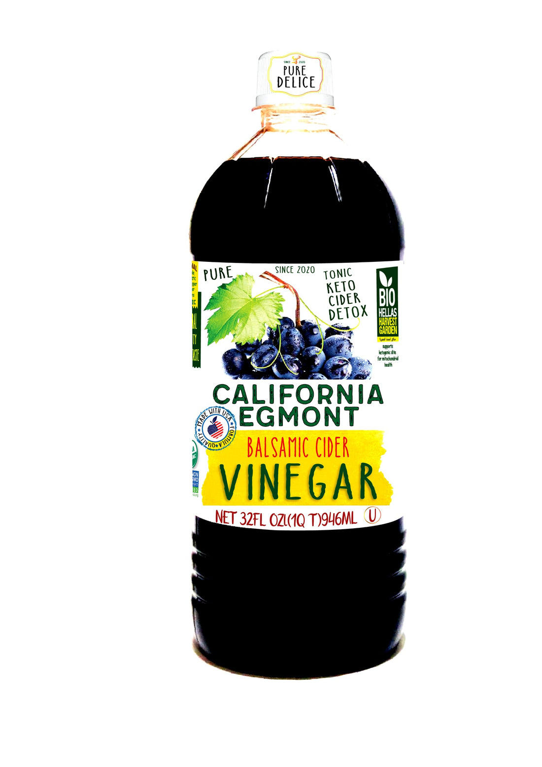 California Egmont 100% Organic Fermented Balsamic Vinegar | Organic Keto Cedar Healthy Detox | Health & Immunity Booster] Rich in Antioxidants (Fights Free Radicals) (946g, Mink 1)