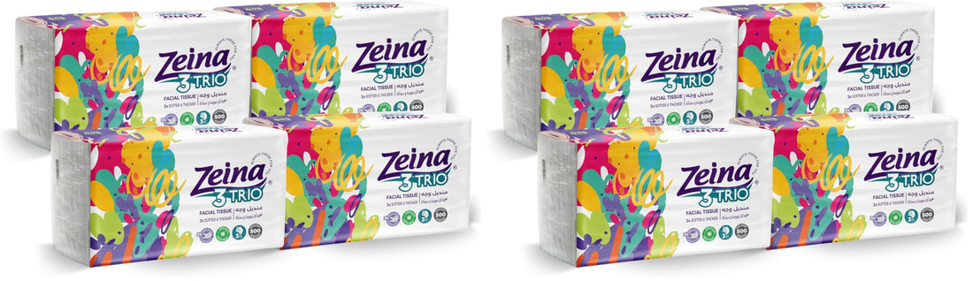 Zeina Bundle 4 Bags x 500 Tissue TRIO (Pack of 2)