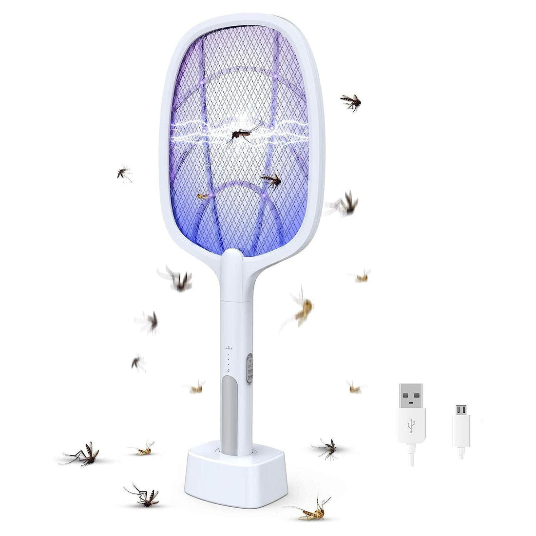 Concepta Mosquito Bats Racket Killer Five Nights Mosquito Killer Racket Rechargeable Handheld Electric Fly Swatter Autokill 2-in-1 Mosquito Racket Bisexual (Multicolor)