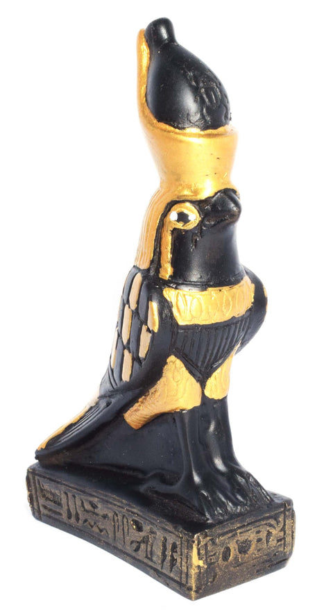immatgar pharaonic Decorative Egyptian Horus Statue ancient Egyptian souvenirs gifts handmade Home decor Sculptures (Black - Golden - 14 CM Height)