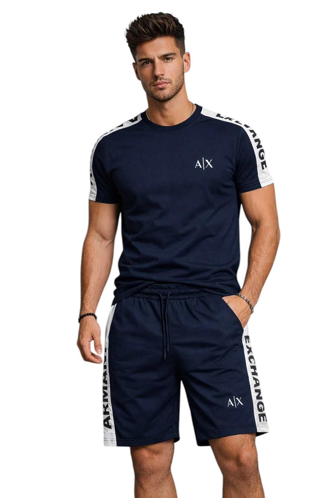 Mens Summer Short 2 Piece Tring - Summer Milton Elastic T-Shirt and Shorts - Comfortable and Light - Suitable for Gym and Outdoor - by Miza