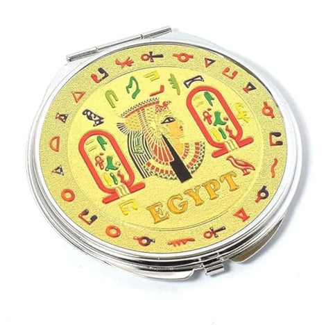 immatgar pharaonic pocket makeup mirror ancient Egyptian souvenirs gifts for women and mother from Egypt (Cleopatra Golden)