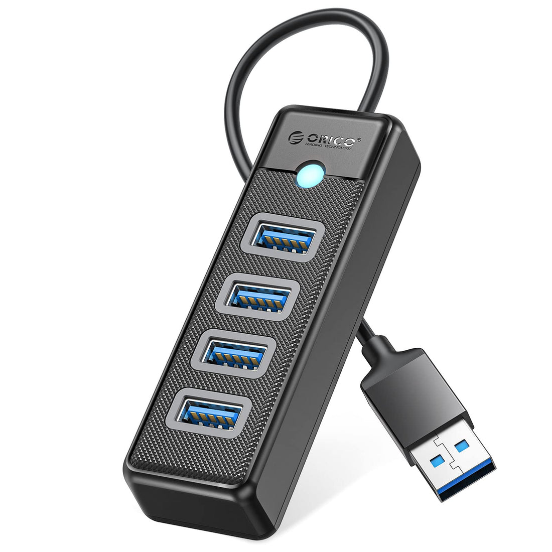 Orico 4-Port USB 3.0 Hub, Black, Fast Data Transfer, Compatible with Windows, Mac OS, Linux, Android