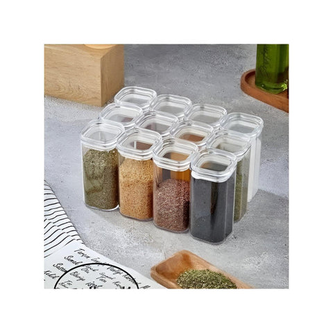 Spice Storage Set - Update your kitchen space with our 12 Piece Modern Acrylic Jar Set, Including Clear Labels and 250ml Capacity for Efficient and Stylish Spice Management.
