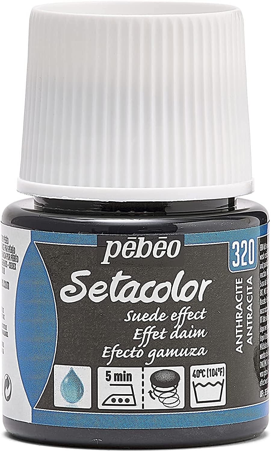 Pebeo Setacolor Opaque Fabric Paint Suede Effect - 320 Anthracite - 45ml