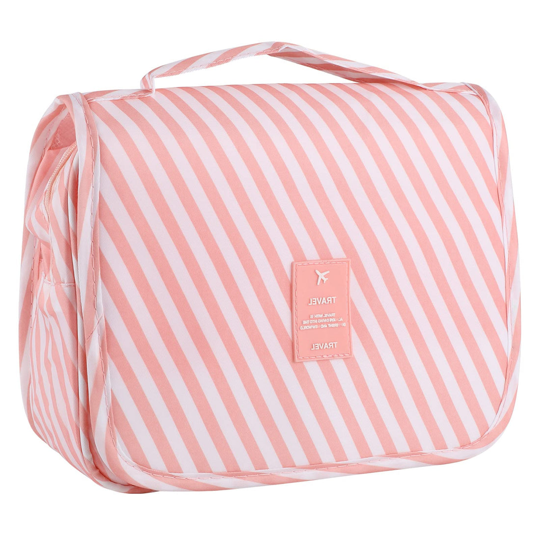 pengxiaomei Toiletry Bag, Waterproof Hanging Cosmetic Bag Portable Travel Makeup Pouch Handle Travel Toiletry Bag Organizer with Hook for Women Girls, Pink, Portable