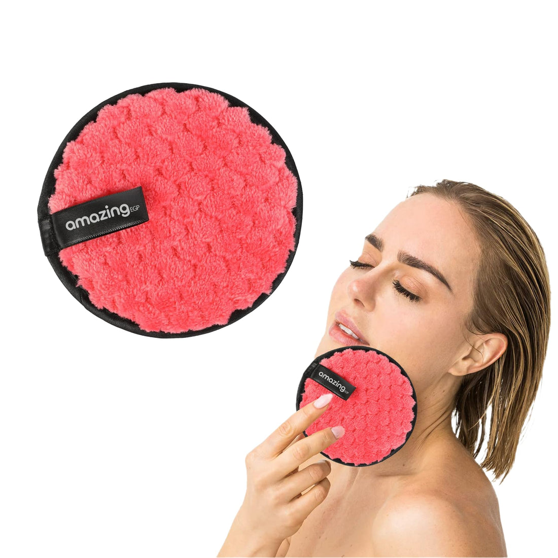 THE PACK | Reusable Makeup Remover Sponge, |amazingEGP| Microfiber Cleansing Pad, Washable, Travel Pouch Included (Pink)