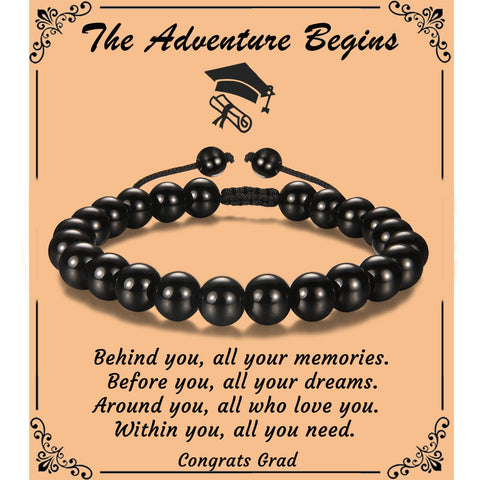 EFVISD Class of 2023 Graduation Gifts for Him Teen Boys Mens Son Grandson Godson Nephew Brother Boyfriend, Graudation Bracelets Gifts for M Degree ge PHD High School, 5.5-11 inches, Agate