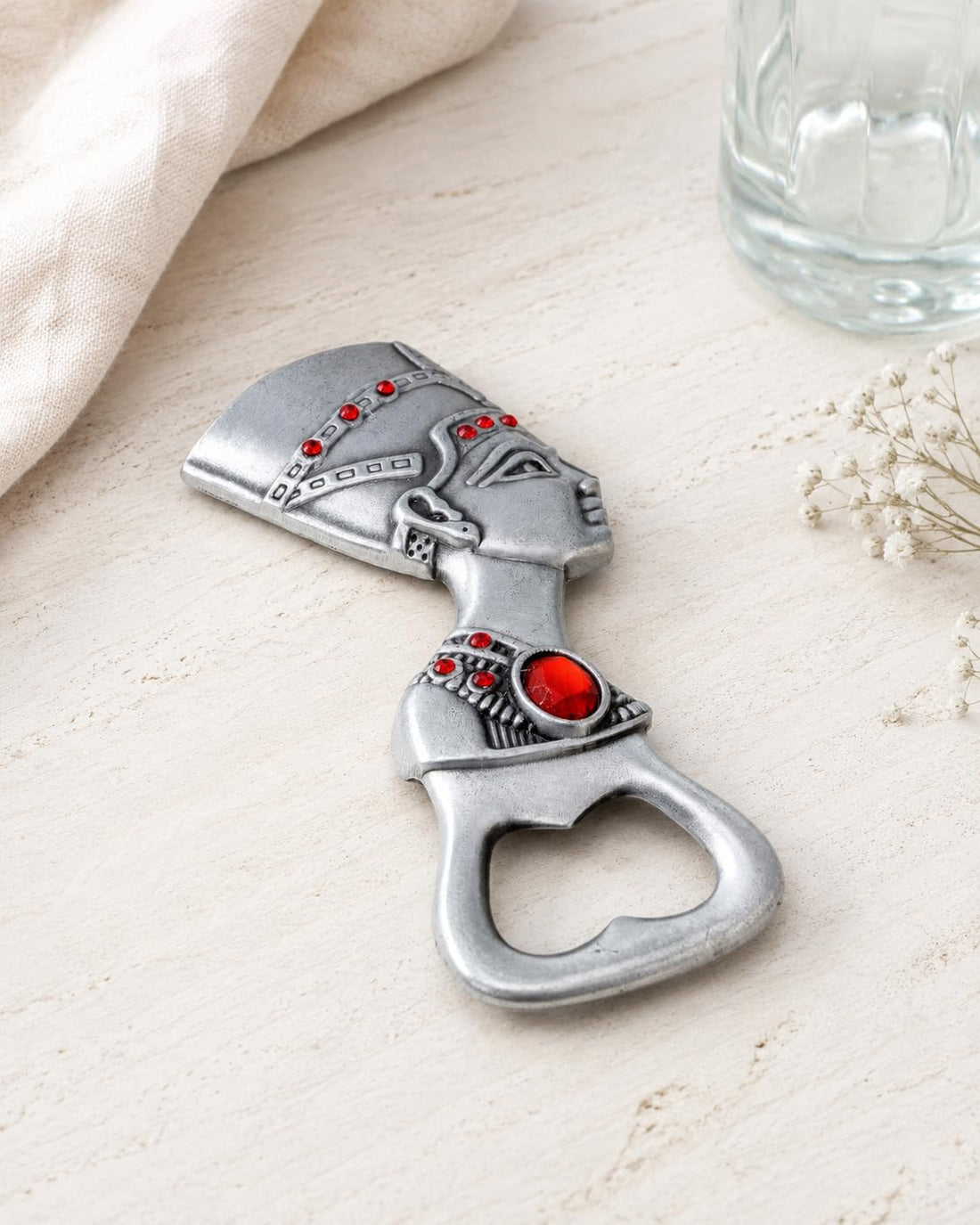 Immatgar Pharaonic Fridge Magnet with bottle opener - Egyptian Souvenir Ancient Egypt Décor Ornament - from Metal (Nefertiti - Gray)