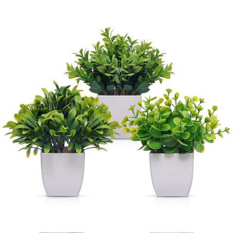 CADNLY Mini Artificial Plants Set - Faux Plants Indoor Small Fake Plants for Bathroom Office Desk - Realistic Plants Fake Potted Plants Artificial Decor – Plastic Small Plants Decor for Shelf Shelves