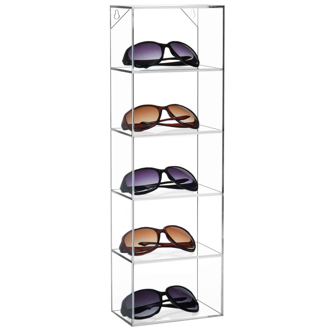 BEST MEDIA Modern 55-9 cm Transparent Acrylic Wall Mounted 5-Slot Sunglasses and Eyewear Display Rack, a Floating Storage Organizer Shelf- Modern - 1 Piece - Transparent