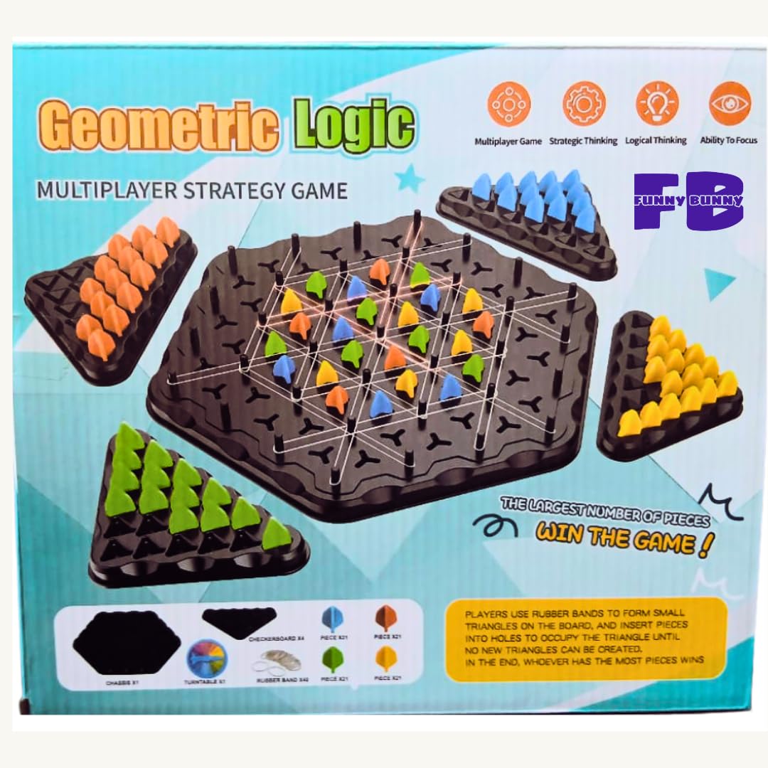Funny Bunny Geometric Triangle Chess Game, Family Entertainment Series for Kids and Adults