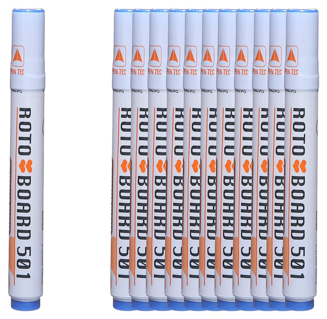 Roto board 501 set of 12 white board chisel tip marker - blue