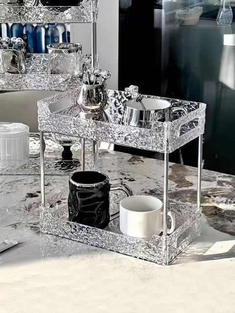 Acrylic Makeup Organizer 2-Tier Clear Cosmetic Storage Box for Vanity Dresser Multipurpose Accessory Display Shelf and Skincare Products Holder Stand
