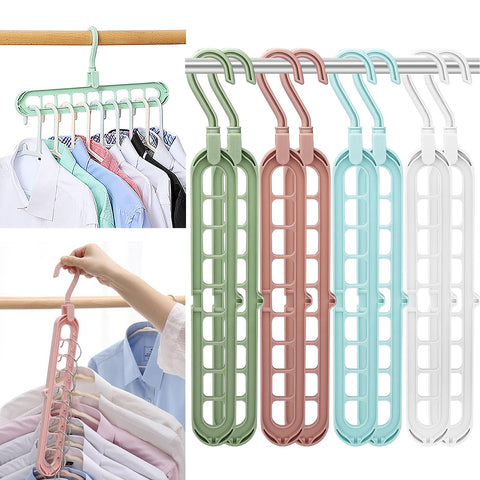 Magic Space Saving Clothes Hangers Multifunctional Smart Closet Organizer Premium Wardrobe Clothing Cascading Hanger 9 Slots, Innovative Design for Heavy Clothes, Shirts Pants Dresses Coats(8 Pack)