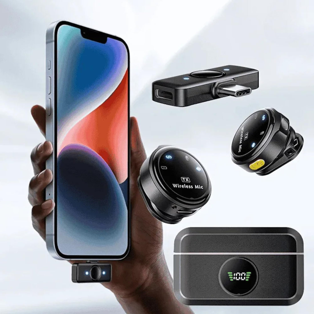 Wireless Lavalier Microphone (2 TX + 1 RX + Charging Case) | Magnetic Clip-On MIC | AI Noise Reduction | Live Streaming | Recording | Content Creators | High Sensitivity | High Sensitive (NP-58)
