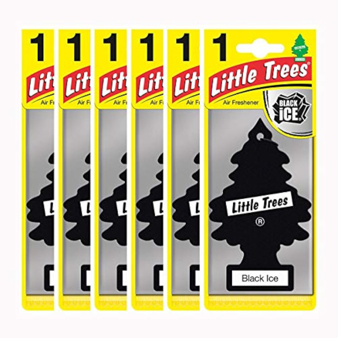 Little Trees Air Freshener Tree MTZ04 Black Ice Fragrance For Car Home Boat Caravan - Six Pack