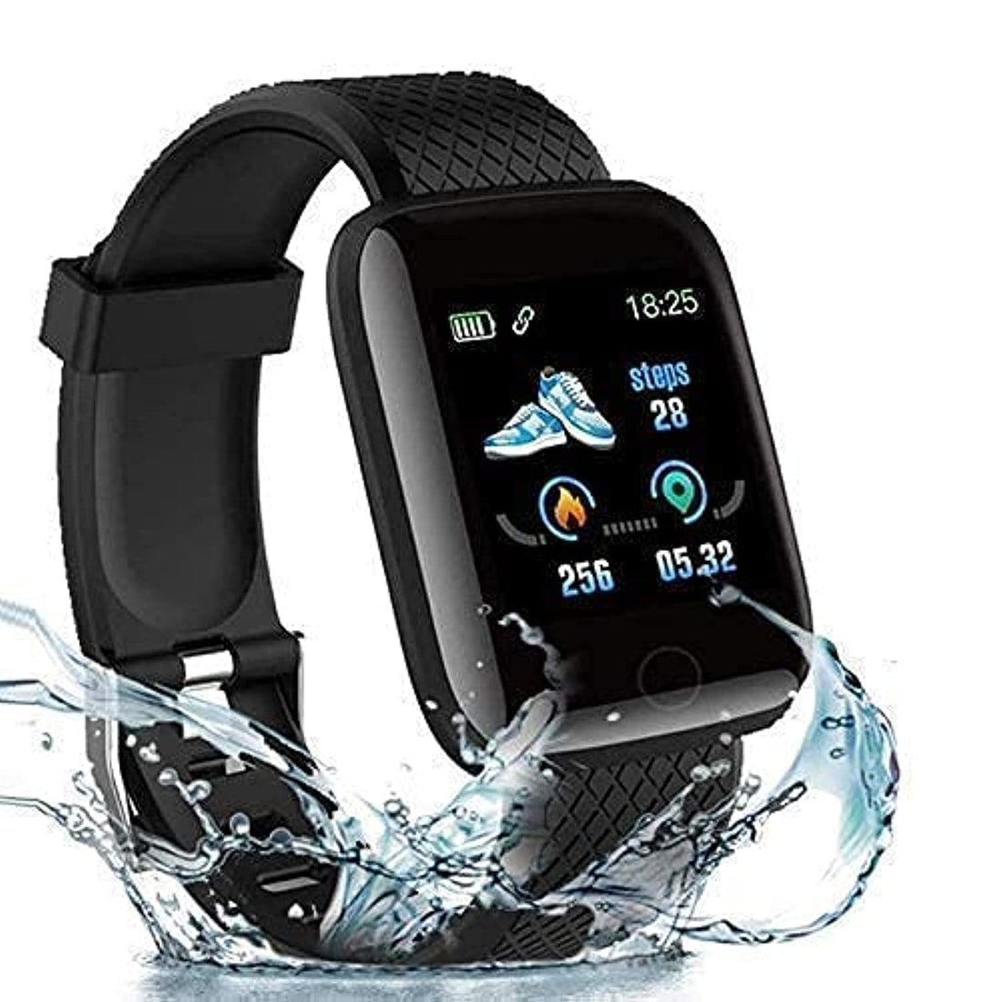 MorningVale 2022 Latest ID 116 IP68 Waterproof Touch Screen Fitness Tracker Watch Heart Rate Monitor Blood Oxygen Smartwatch for Android Phones and Men Women (Black)
