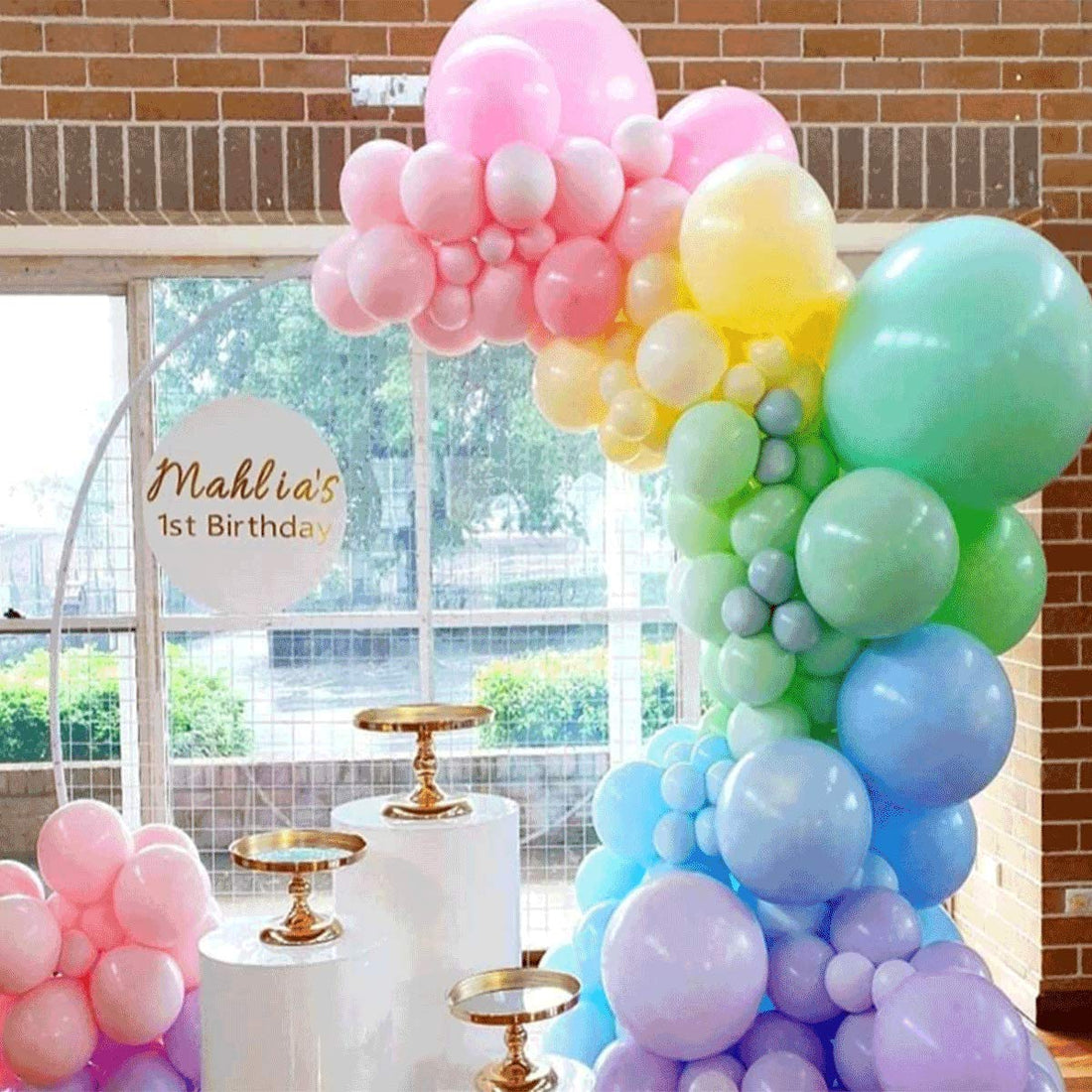 Beauenty Macaron Balloon Garland Kit Pastel Pink,Green,Yellow,Blue,Purple,Latex balloons Gold foil Balloons for Wedding Baby Shower Birthday Party Backdrop Venue Balloons