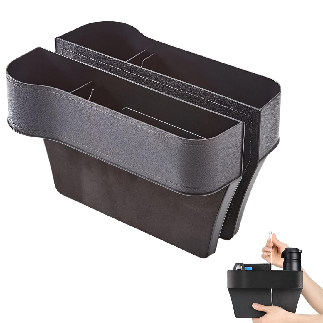 Premium Center Console Car Seat Organizer (26 x 6 x 16.5 inches) with Convenient Pockets for Cell Phones, Keys, Cards and Secure Storage; Perfect Backseat Filler (2 Organizers)