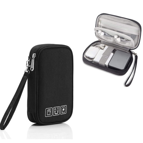 MAKINGTEC Electronic Accessories Storage Bag Small Portable Travel Cable Storage Bag All-in-One Organizer Storage for Power Cords Chargers Hard Drives Headphones USB SD Cards and More (Black)