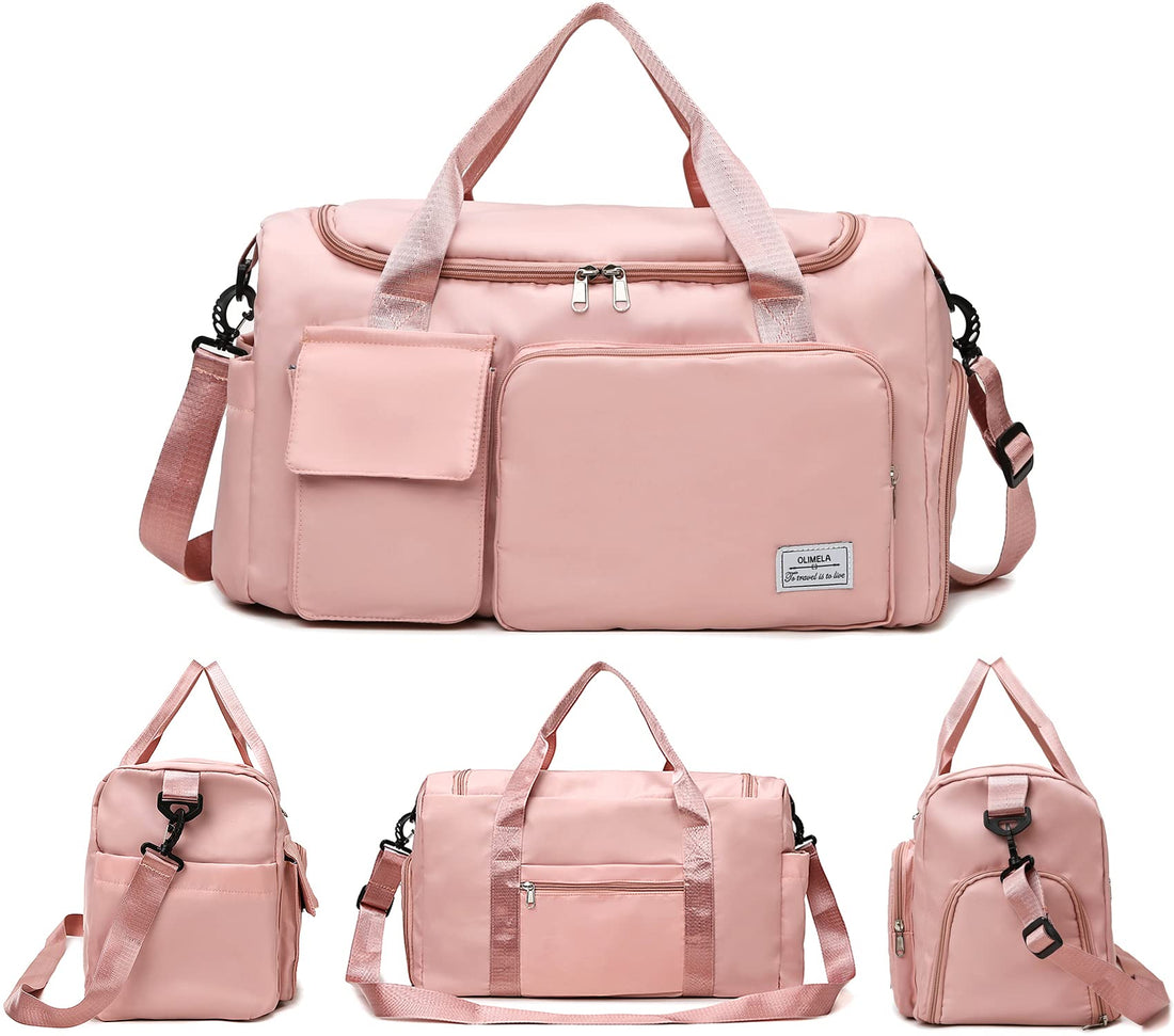 Travel Duffel Bag, Sports Tote Gym Bag, Shoulder Weekender Overnight Bag for Women., Pink,