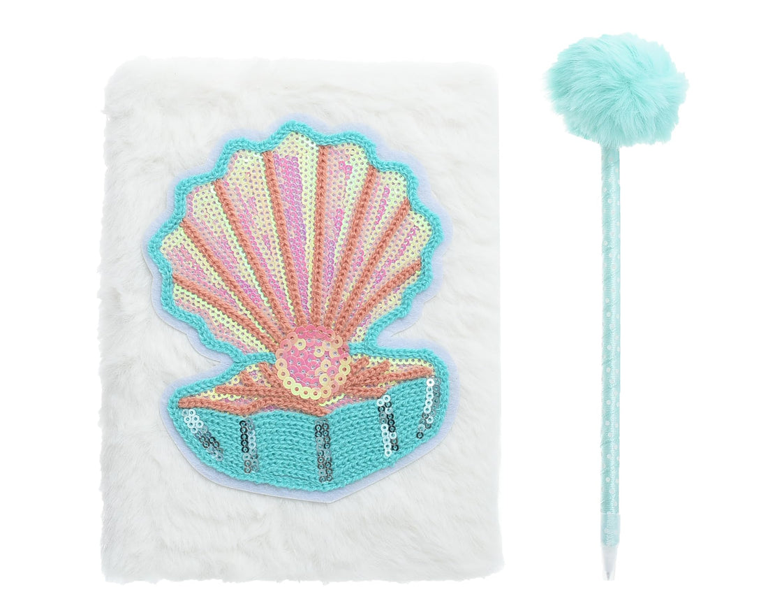 N-6 Shell Fur Notebook 80 Sheets with Pen Vacuum Box Stylish Design Soft Cover Durable Binding Ideal for School Writing and Personal Journaling Multicolor