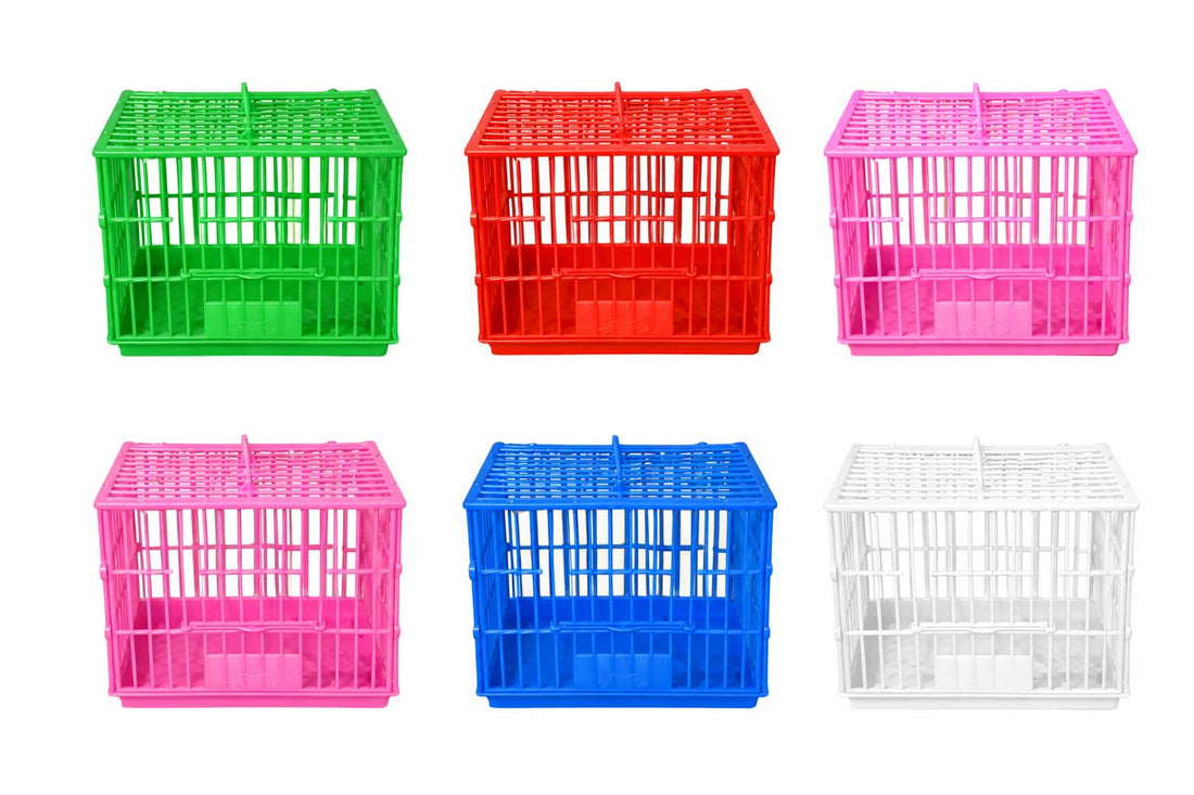 Portable Bird Travel Cage for Small Parrots, Budgies, Lovebirds, turtles, Cockatiels, Plastic Carrier with Ventilation and Secure Lock قفص لنقل عصافير وسلاحف (Mixed Color)