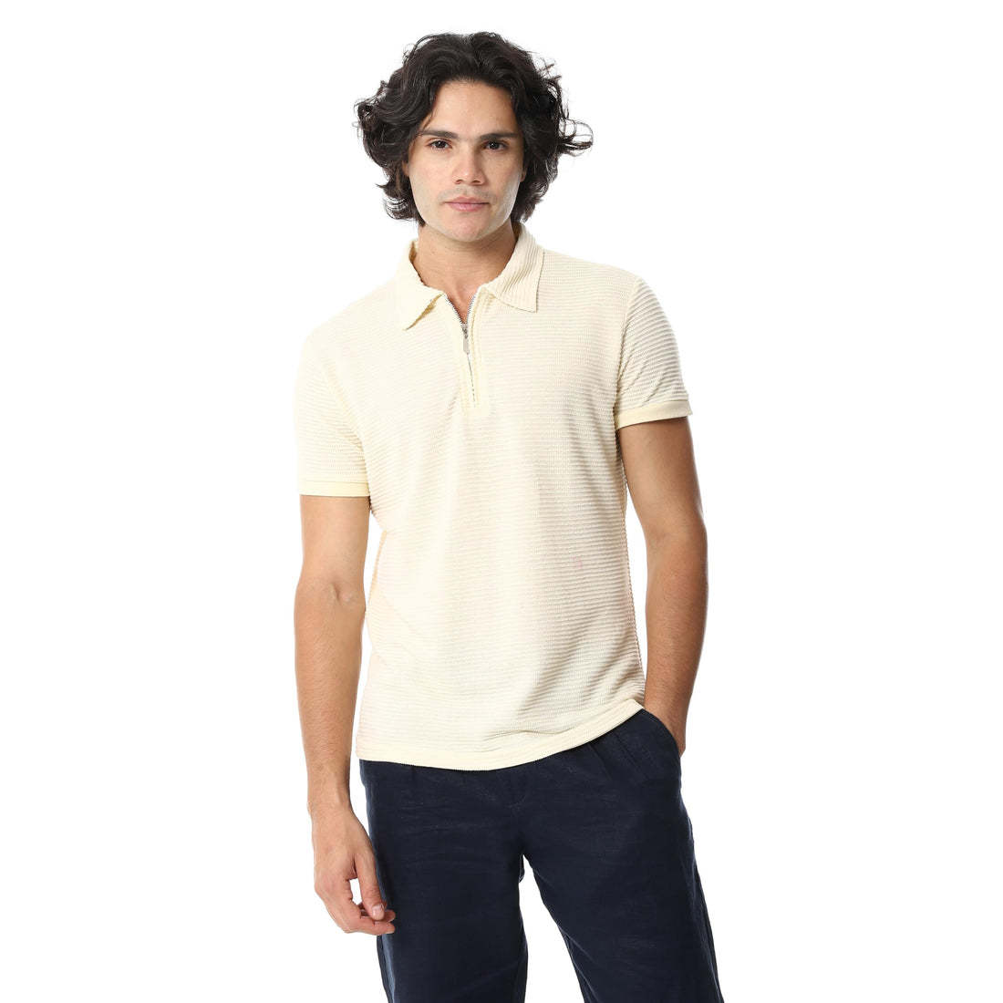 Andora Mens Self Pattern Turned Down Collar Western