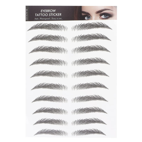 6D Eyebrow Tattoo Stickers, Eyebrow Shaping Stencils, Women's Semi Permanent Waterproof Fake Eyebrow Stickers for Moving Arc Style for Women(BLACK-02)