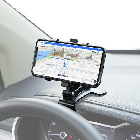 Car Phone Mount, Cell Phone Holder for Car Dashboard with Clamp Mount and 360 Degree Rotation Viewing Angle, Compatible for Smartphones of the screen size between 4 to 6.8 inches
