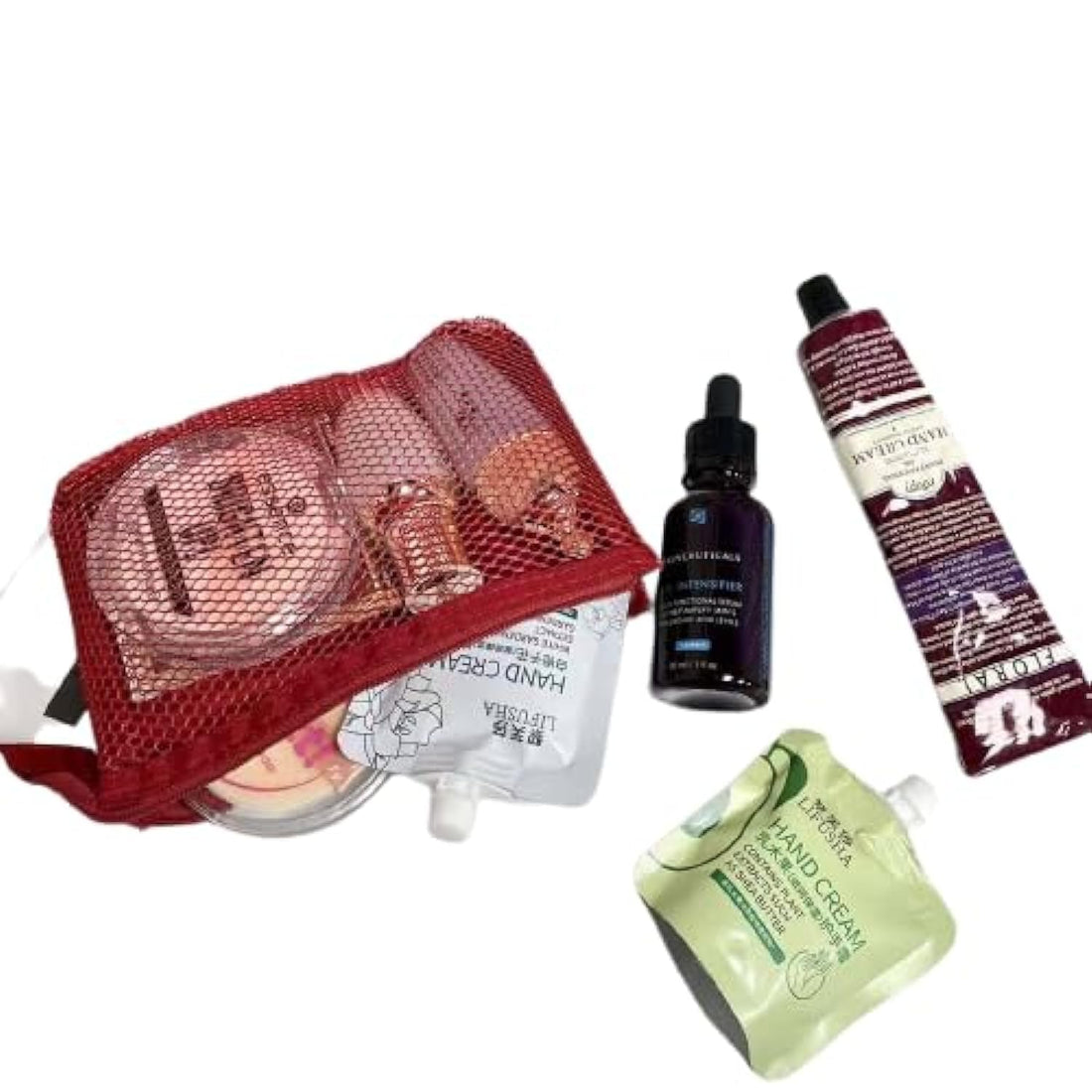 Zipper Bag 2 Pockets Cosmetic Bag Cosmetic Accessories Pencil Case Organizer Zipper Bags for Storage, Travel, Office (Red)