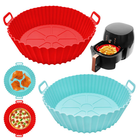 MOFELON 2Pcs Silicone Air Fryer Liners, 7.8inch Air Fryer Silicone Pot, Silicone Air Fryer Accessories, Replacement of Parchment Liner Paper Air Fryer Basket Fits Air Fryer(Assorted Color)