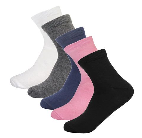 White Flower Girls Set Of 5 Pieces Plain Socks Socks