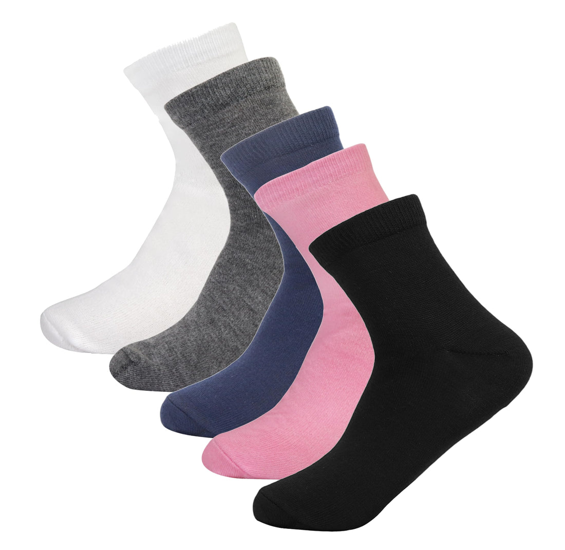 White Flower Girls Set Of 5 Pieces Plain Socks Socks