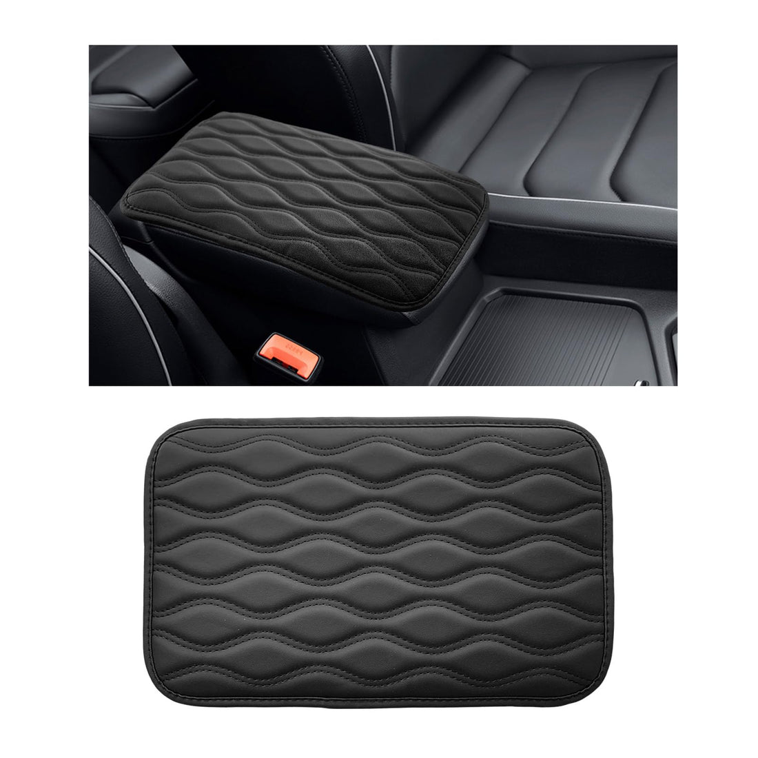 Dickno Car Center Console Pad, Waterproof Auto Armrest Seat Box Cover, PU Leather Arm Rest Protector Cushion Pad, Universal Vehicle Interior Protection Accessories for Car SUV (Black)