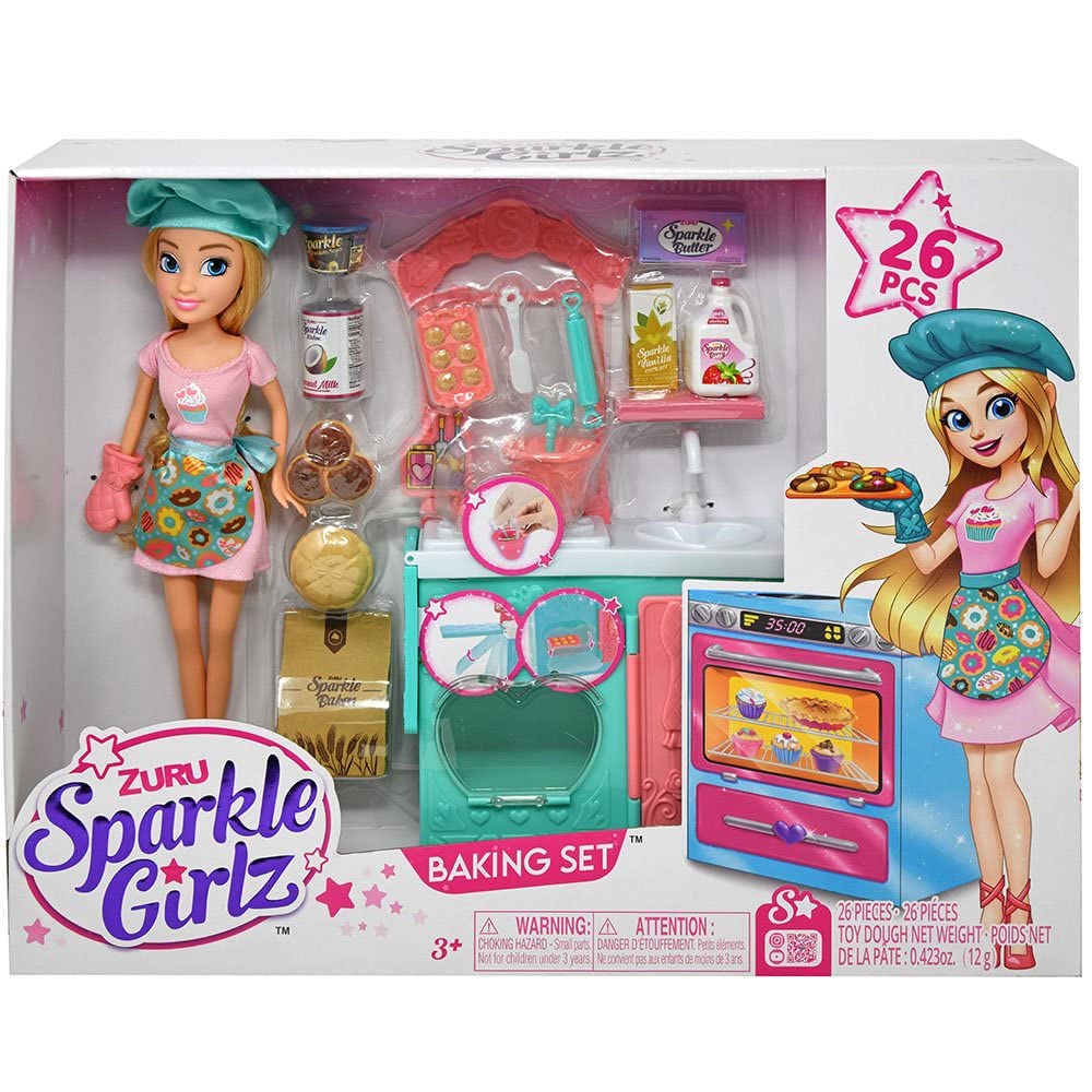 Zuru 2023-S001-Sparkle Girlz-Dolls Playset-Dolls & Lifestyle-10.5" Doll Sg Bake Off Open Box,Bulk,4P boy toys, girl toys, birthday gift, Christmas gift, growth, fun, for kids.