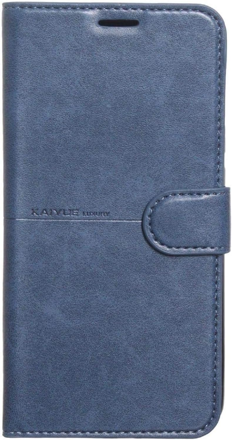 High-quality leather case to fully protect the phone, 360 degrees, foldable, compatible with Redmi Note 9s (Navy)